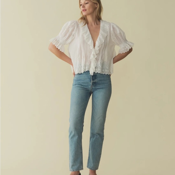 DOEN Henri Top in Salt Eyelet - Picture 3 of 6